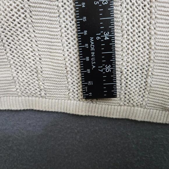 Chico's Women 2 Tan Crochet Sleeveless Cardigan Vest Rope Tie Front - Picture 11 of 12